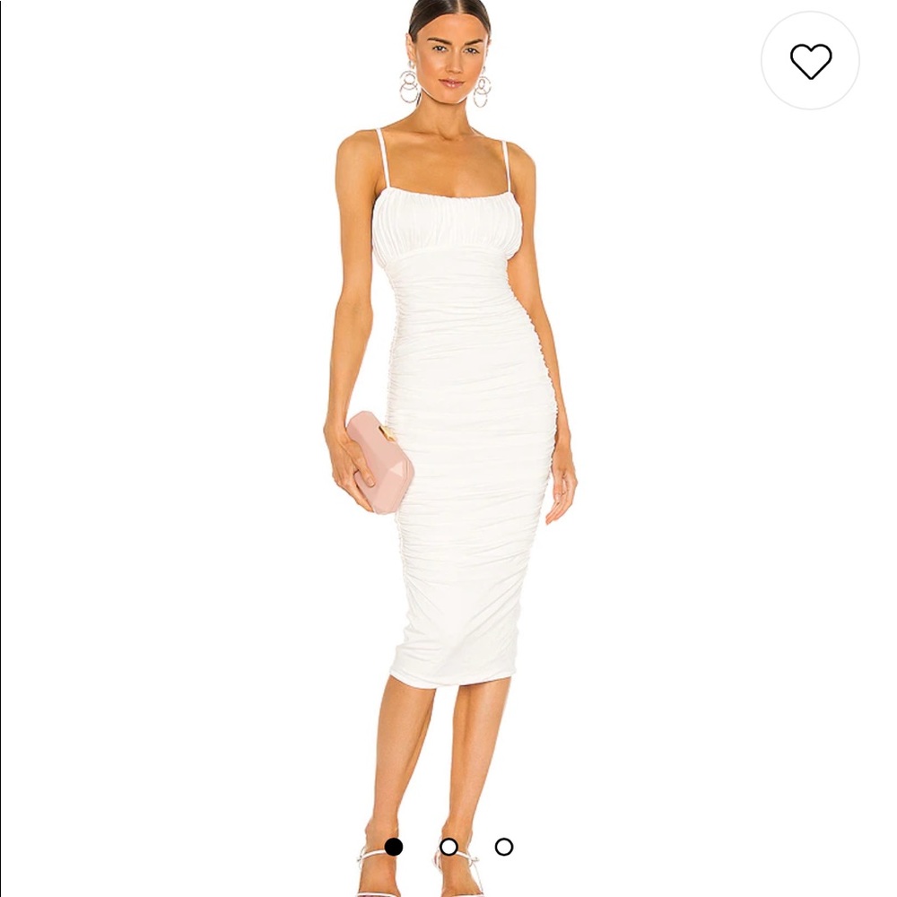 Lovers and Friends Rusched White Midi Dress XS